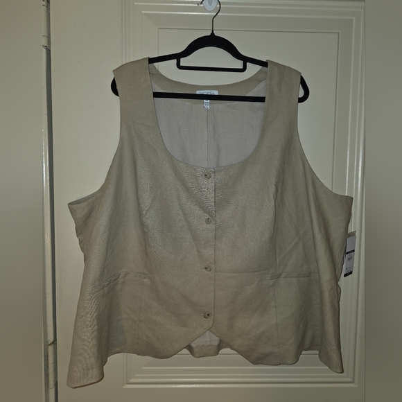 2 For $20 Sofia by Sofia Vergara Beige Vest Linen,Rayon Blend. 4x Nwt Plus - Picture 2 of 6